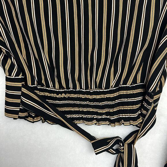 GB Long Sleeve Top Sz XL MULTICOLOR STRIPED AUTUMN NIGHTS CROPPED BLOUSE/TOP - Picture 6 of 9